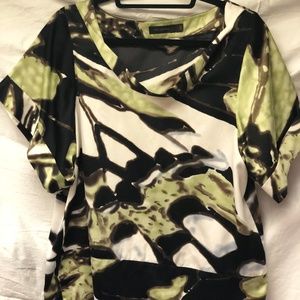 THE LIMITED green multi color short sleeve blouse